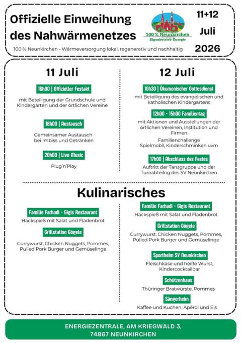 Programm des Dorffestes am 11. und 12. Juli
