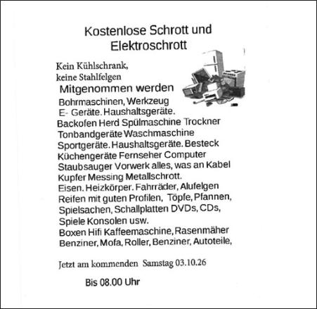 Illegale Schrottsammelaktion