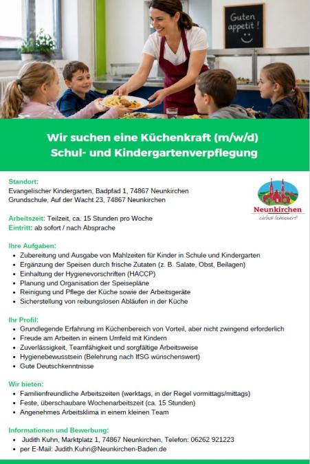 Stellenausschreibung Küchenkraft